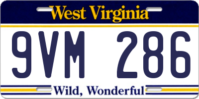 WV license plate 9VM286