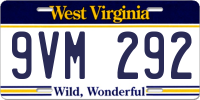 WV license plate 9VM292