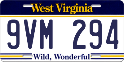 WV license plate 9VM294