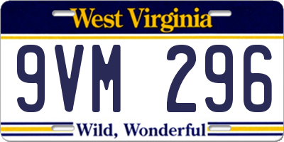WV license plate 9VM296