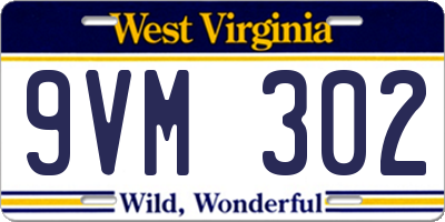WV license plate 9VM302