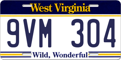 WV license plate 9VM304