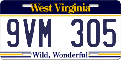 WV license plate 9VM305