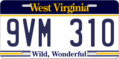 WV license plate 9VM310