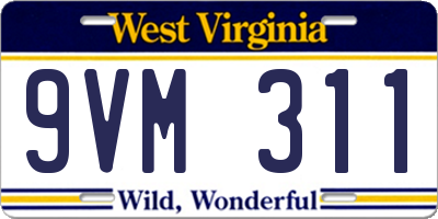 WV license plate 9VM311
