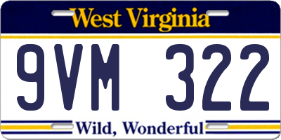 WV license plate 9VM322