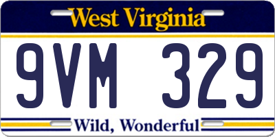 WV license plate 9VM329
