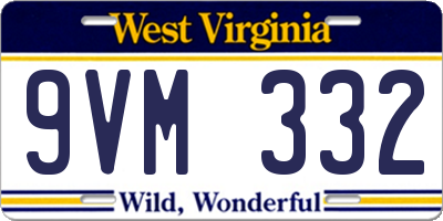 WV license plate 9VM332