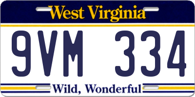WV license plate 9VM334