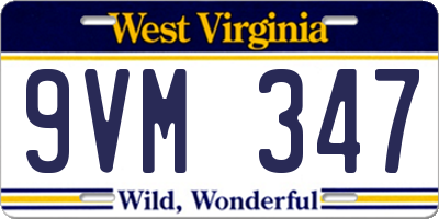 WV license plate 9VM347