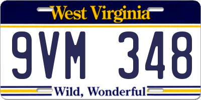 WV license plate 9VM348