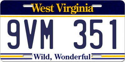 WV license plate 9VM351