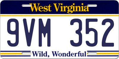 WV license plate 9VM352