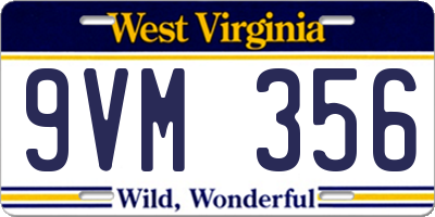 WV license plate 9VM356