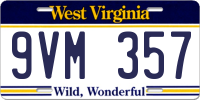 WV license plate 9VM357