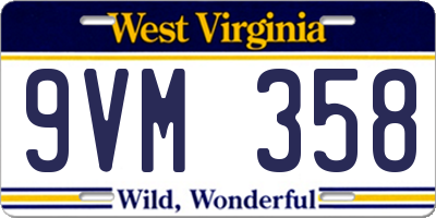 WV license plate 9VM358
