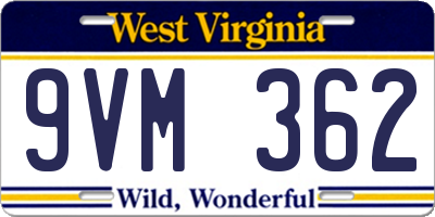 WV license plate 9VM362