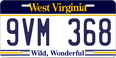 WV license plate 9VM368