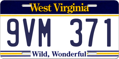 WV license plate 9VM371