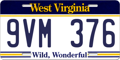WV license plate 9VM376