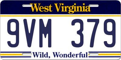 WV license plate 9VM379