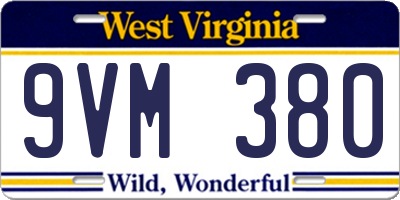 WV license plate 9VM380