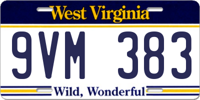 WV license plate 9VM383