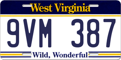 WV license plate 9VM387