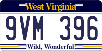 WV license plate 9VM396