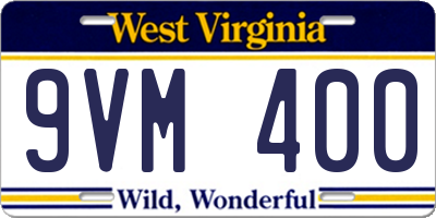 WV license plate 9VM400