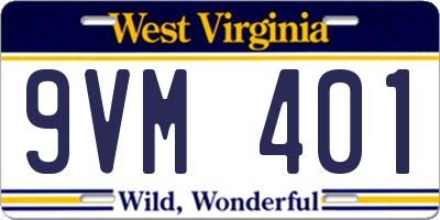 WV license plate 9VM401
