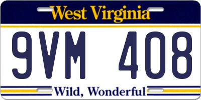 WV license plate 9VM408