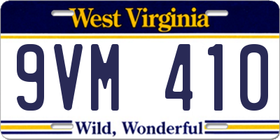 WV license plate 9VM410