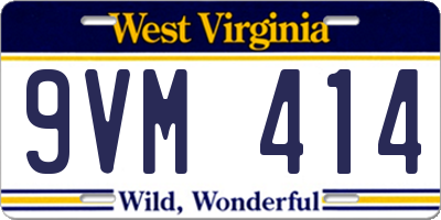 WV license plate 9VM414