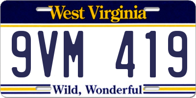 WV license plate 9VM419
