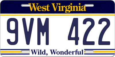 WV license plate 9VM422