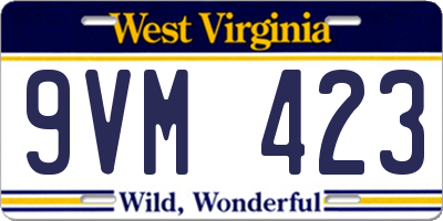 WV license plate 9VM423