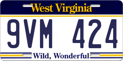 WV license plate 9VM424