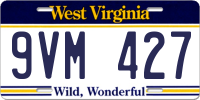 WV license plate 9VM427