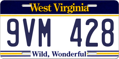 WV license plate 9VM428