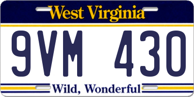 WV license plate 9VM430