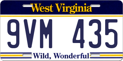 WV license plate 9VM435