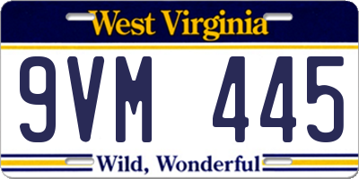 WV license plate 9VM445