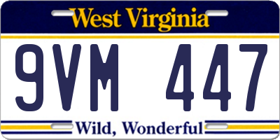 WV license plate 9VM447
