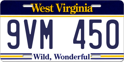 WV license plate 9VM450
