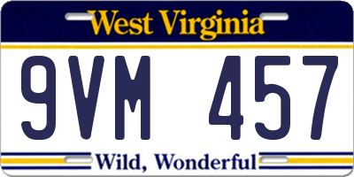 WV license plate 9VM457