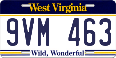 WV license plate 9VM463