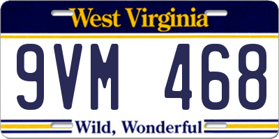 WV license plate 9VM468