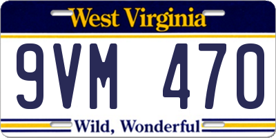 WV license plate 9VM470