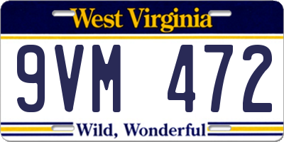 WV license plate 9VM472